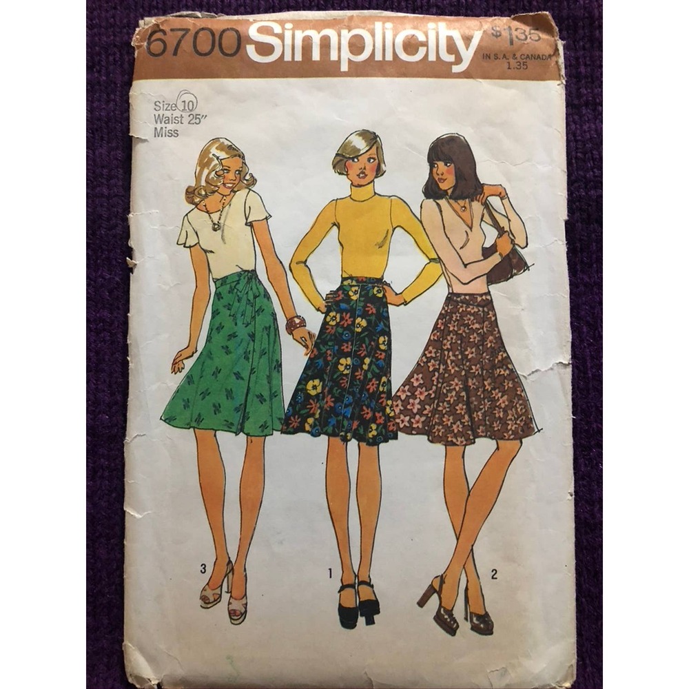 Simplicity 6700 wrap swing skirt pattern sz 10